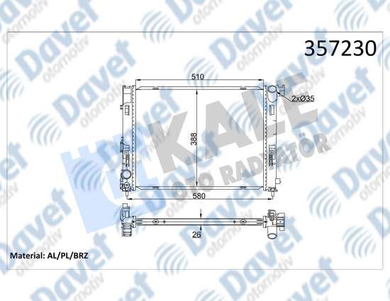 KALE.İ357225 Su Radyatörü Renault Clio V 1.0 19=> - Nissan Micra V 1.5dci 16=> (Mt) [Brazing] [510x394,3x12]